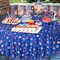 4th of July & Memorial Day Round Tablecloth Set – 3 Pack Patriotic Red, White & Blue Star Plastic Covers, 84 Inch Disposable Table Cover for Independence Day Parties & Events